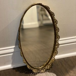 Antique Ornate Gold Mirror Tray
